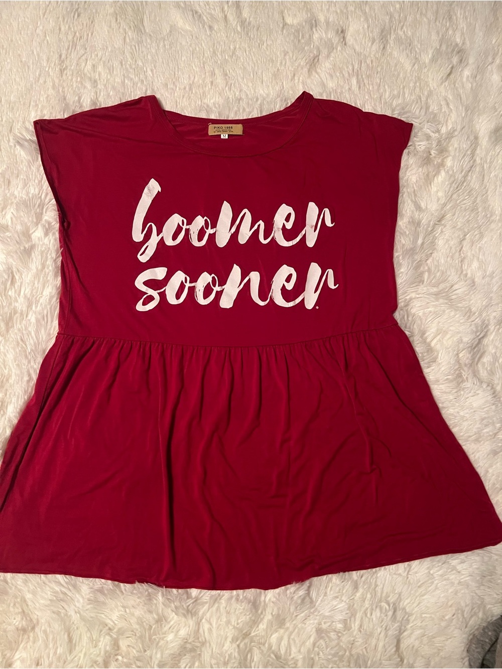 Piko 1988 Red Peplum Tee with White Script